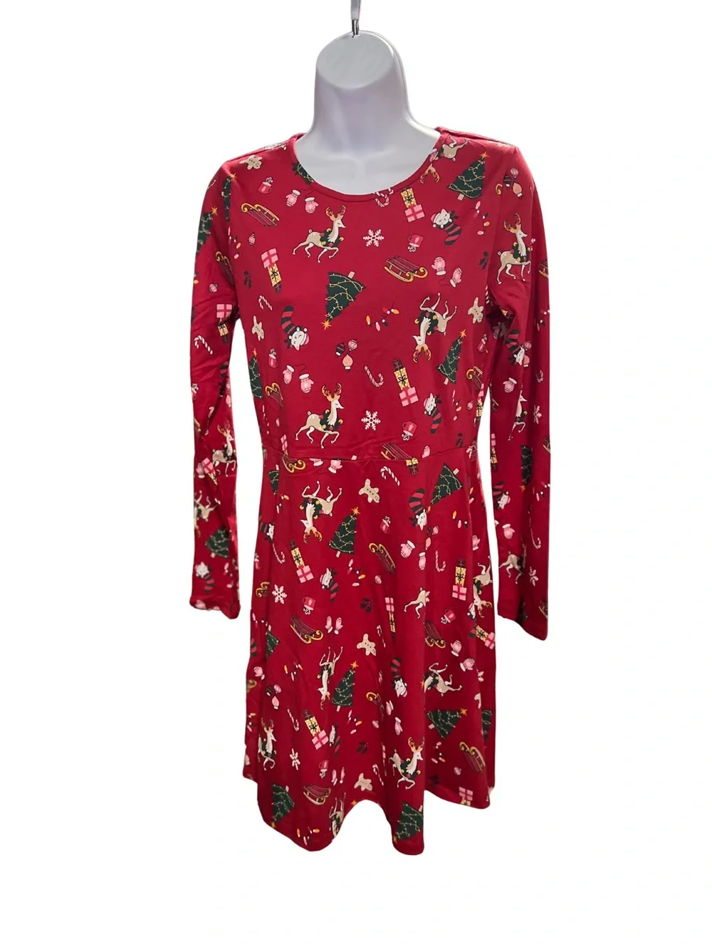 The Childrens Place Girls XXL Red Christmas Dress Long Sleeves